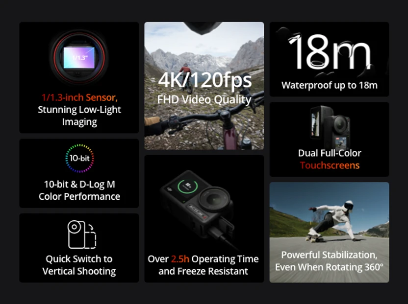 dji Osmo Action Action 4 Standard Combo Sports and Action Camera ...more