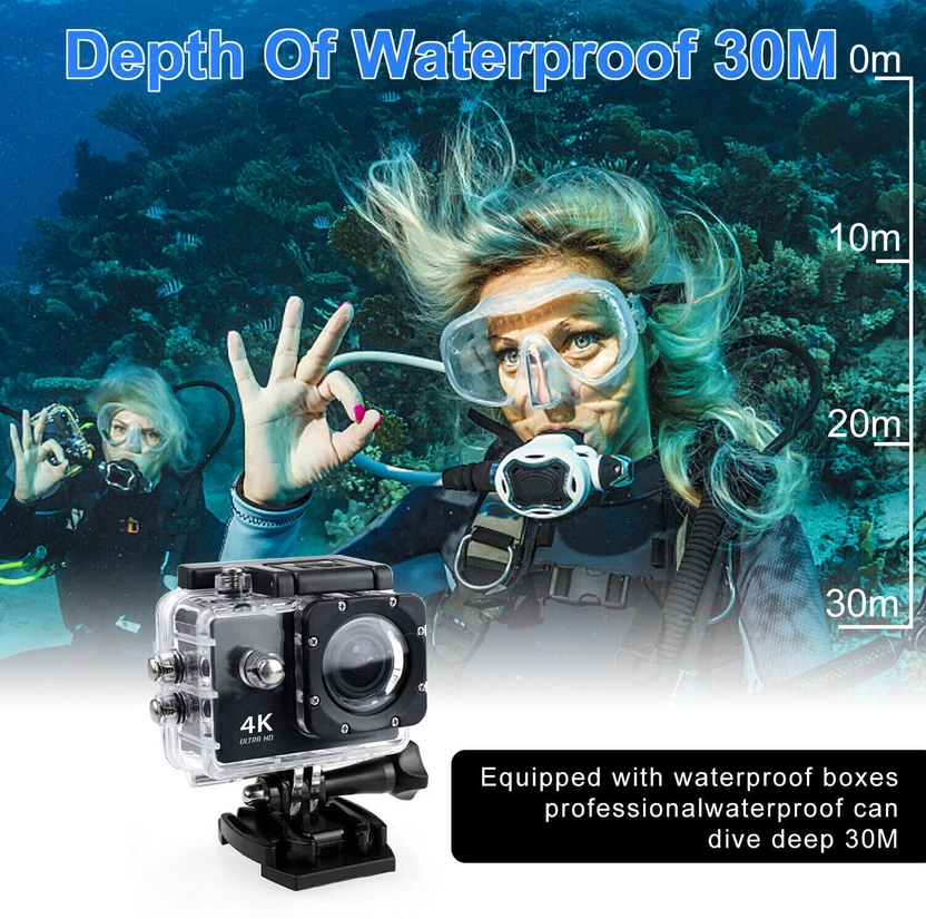 dkian 4k sports and action D1000 Sports and Action Camera (Black,...more