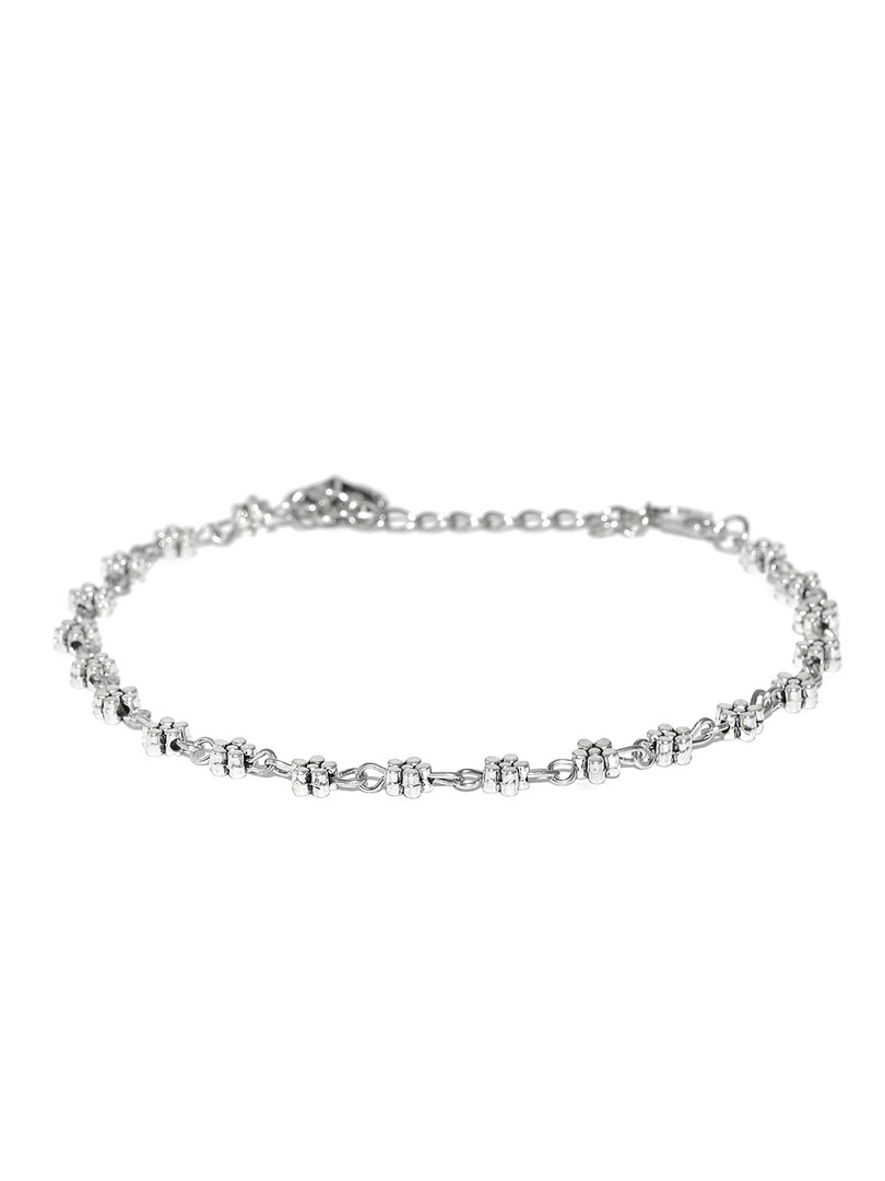 OOMPH Silver-Toned Floral Textured Anklet
