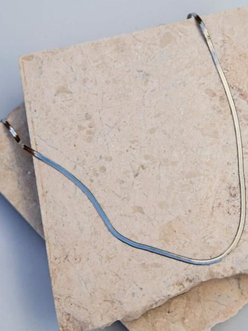 JEWILLEY Set Of 2 Stainless Steel Silver-Plated Anti-Tarnish Waterproof Chain Anklets