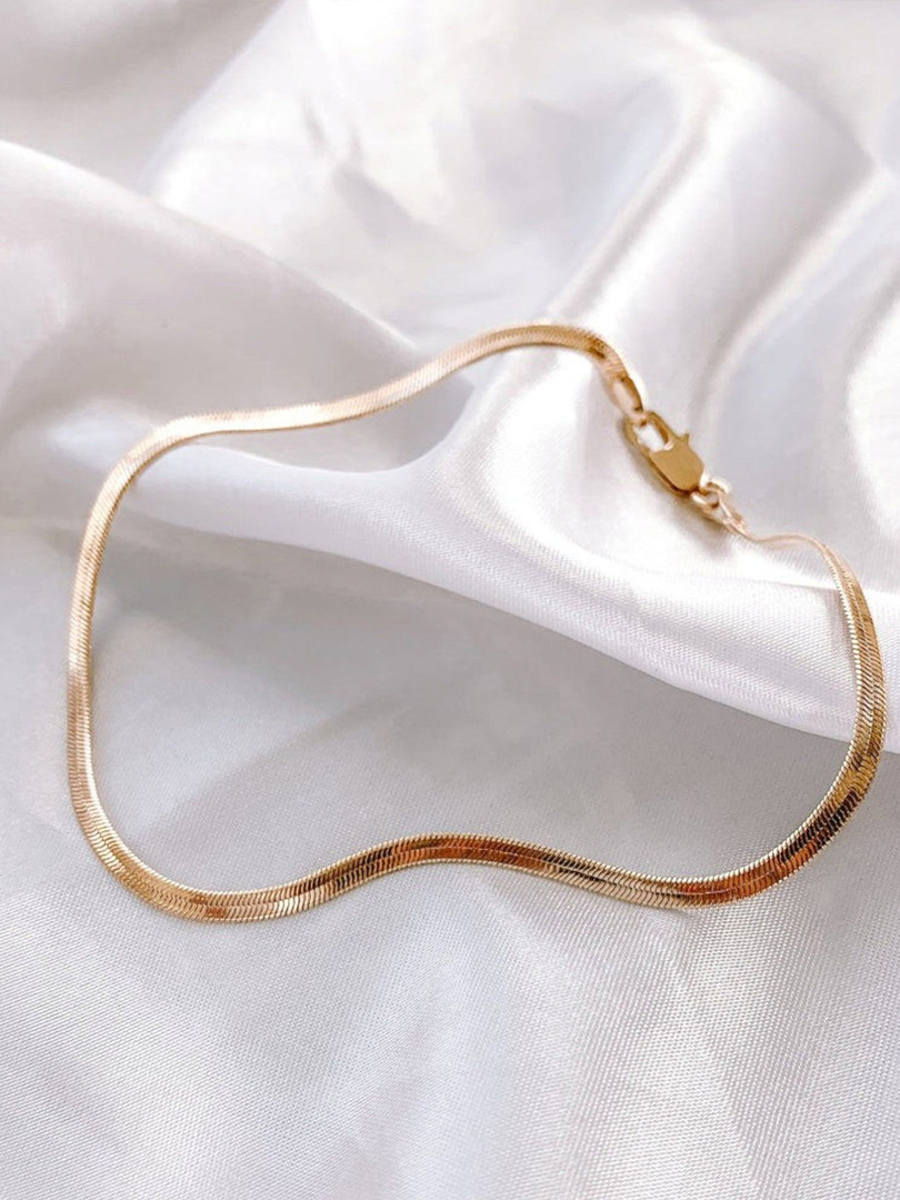 JEWILLEY Stainless Steel Gold-Plated Anti-Tarnish Waterproof Anklet