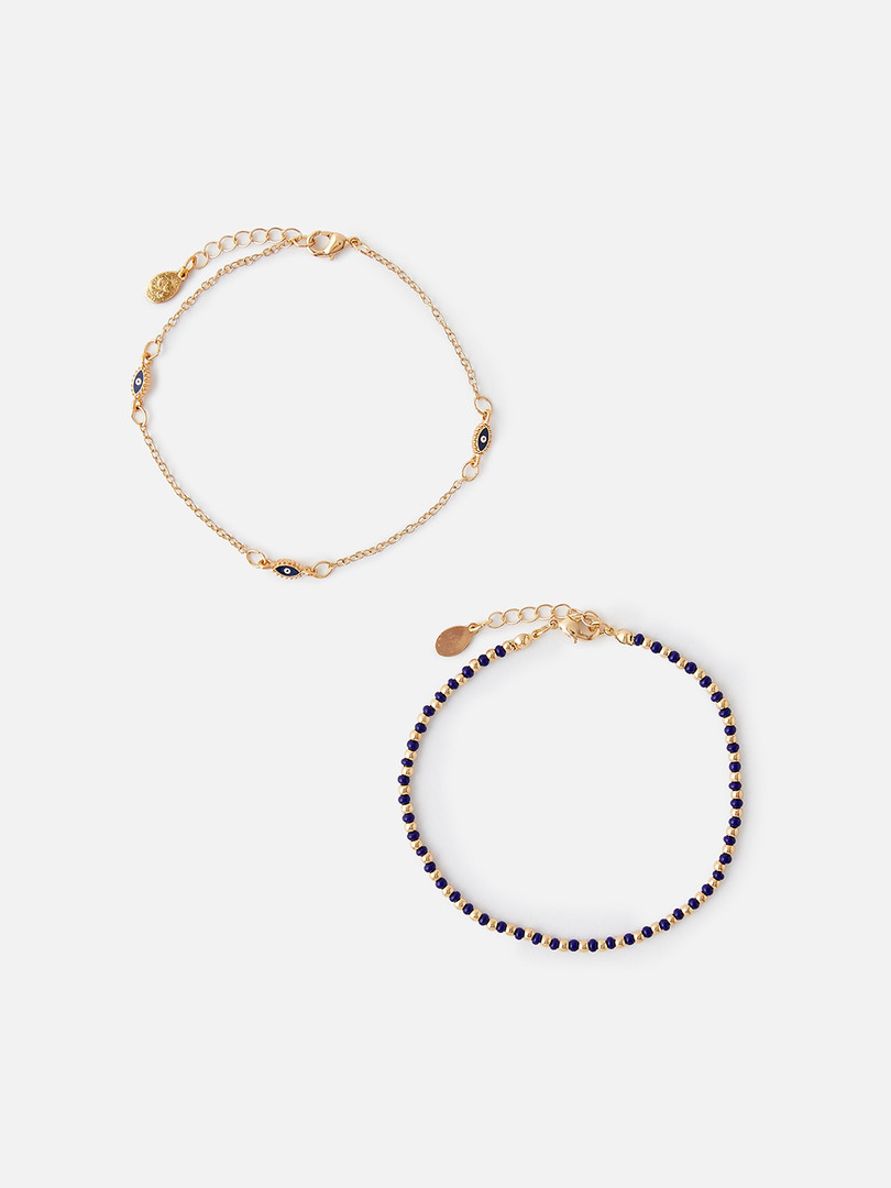 Accessorize London Set of 2 Evil Eye Anklets