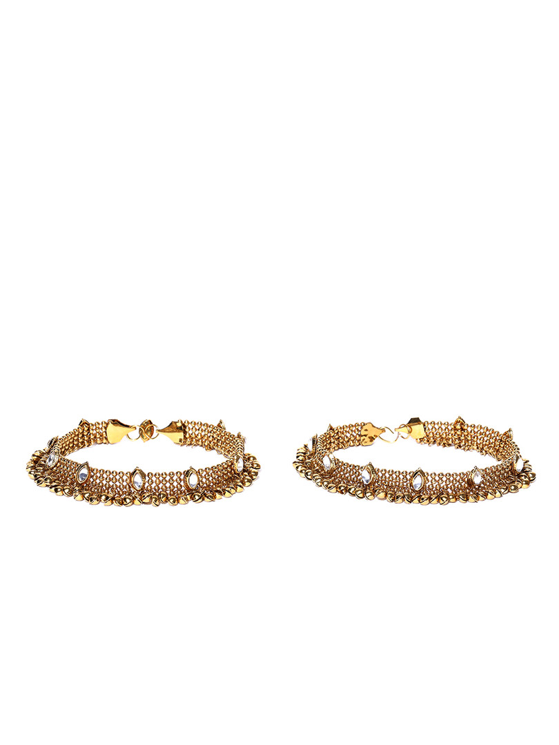 YouBella Gold-Toned Stone-Studded Anklets
