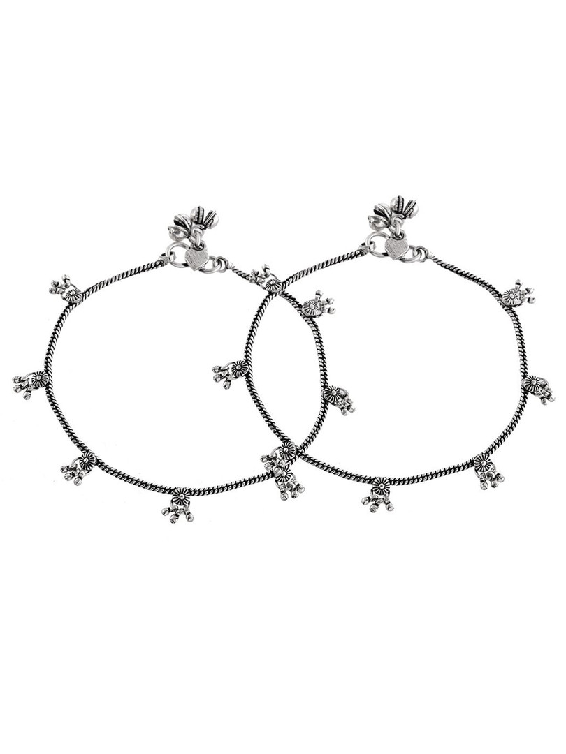 Voylla Antique Essentials Sanwariya Oxidised Anklet Set