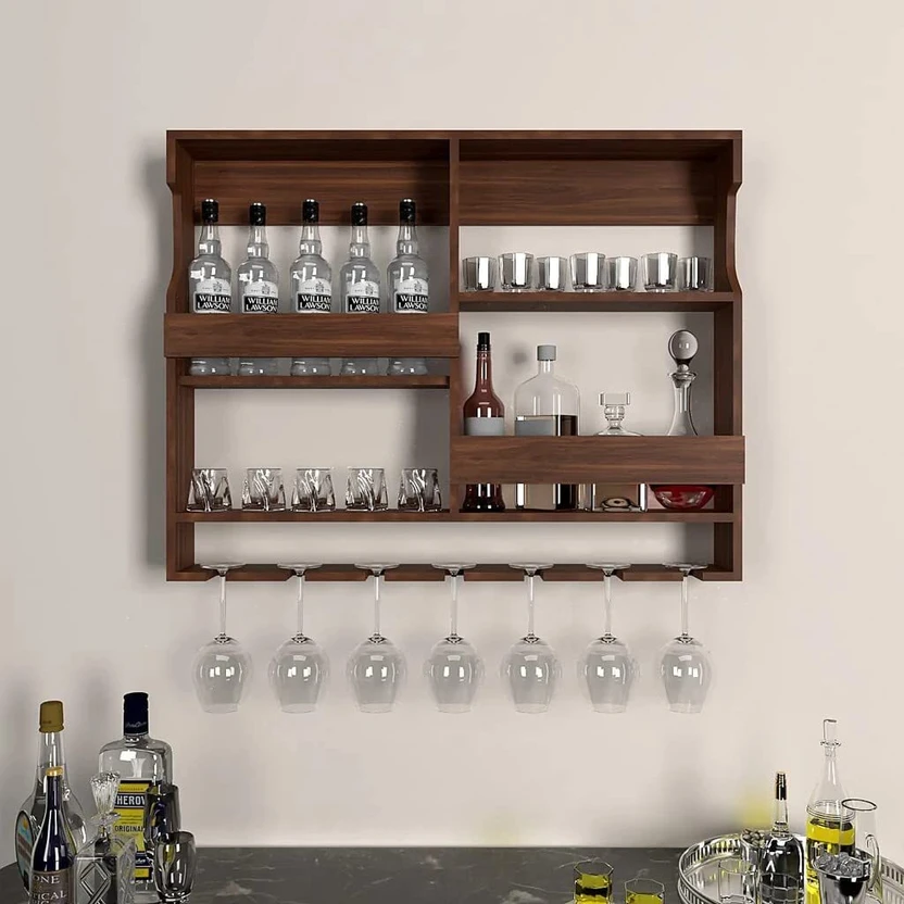 Luxeloom Solid Wood Bar Cabinet (Finish Color - Wine Rack Holder ...more