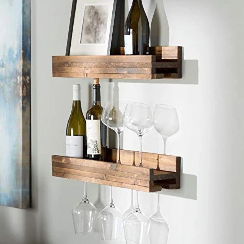 GenuineDecor Bar Cabinets For Home Wine Glass holder Solid Wood B...more