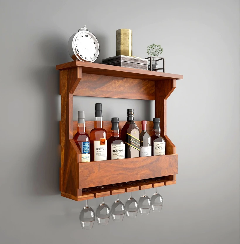 Deuba Solid Wood Bar Cabinet (Finish Color - Ntaural Teak, Pre-as...more