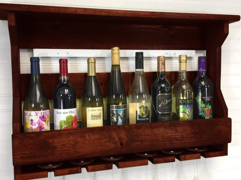 Wopno Furniture Sheesham Wood Bar Cabinet | 4 Bottle Tabletop Win...more