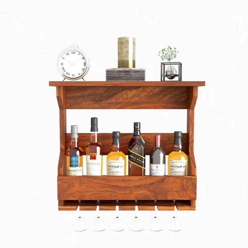 Bshsh Engineered Wood Bar Cabinet (Finish Color - brown, Knock Do...more