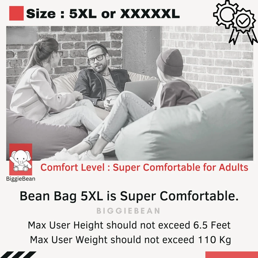 Biggie 5XL HubCushy Sofa with Cushion and Footrest Teardrop Bean ...more