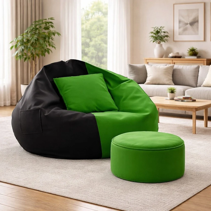 Bean Bags KARUTO 4XL 4XL Bean Bag with Footrest & Cushion Bean Bag Sofa  Wi...more