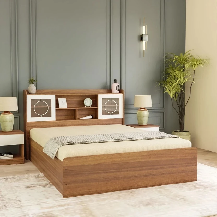 neuspace Amber Queen Size Bed with Headboard & Box Storage Engine...more