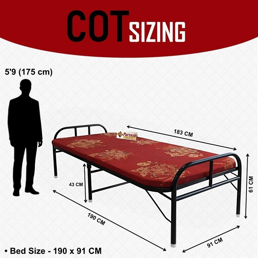 PS PARVESH SMART Mattress bed Metal Single Bed, 183 cm x 92 cm (6...more
