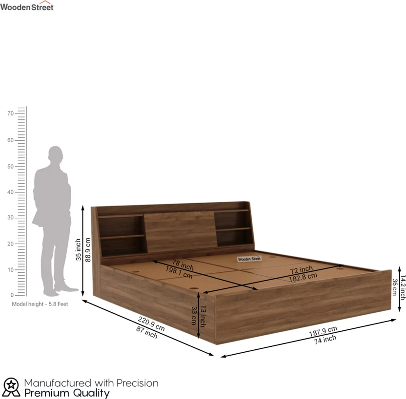 Wooden Street Celestia Bed With Storage, Strong & Durable Double ...more
