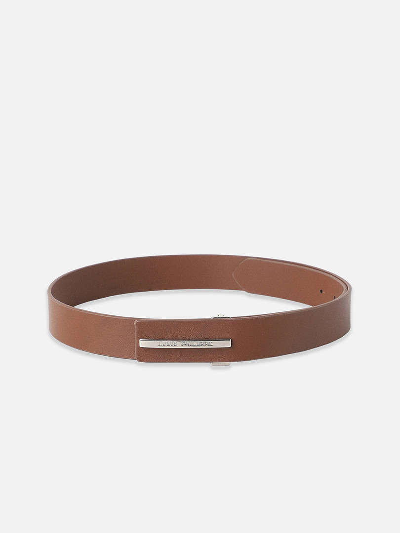 Louis Philippe Men Brown Solid Leather Belt