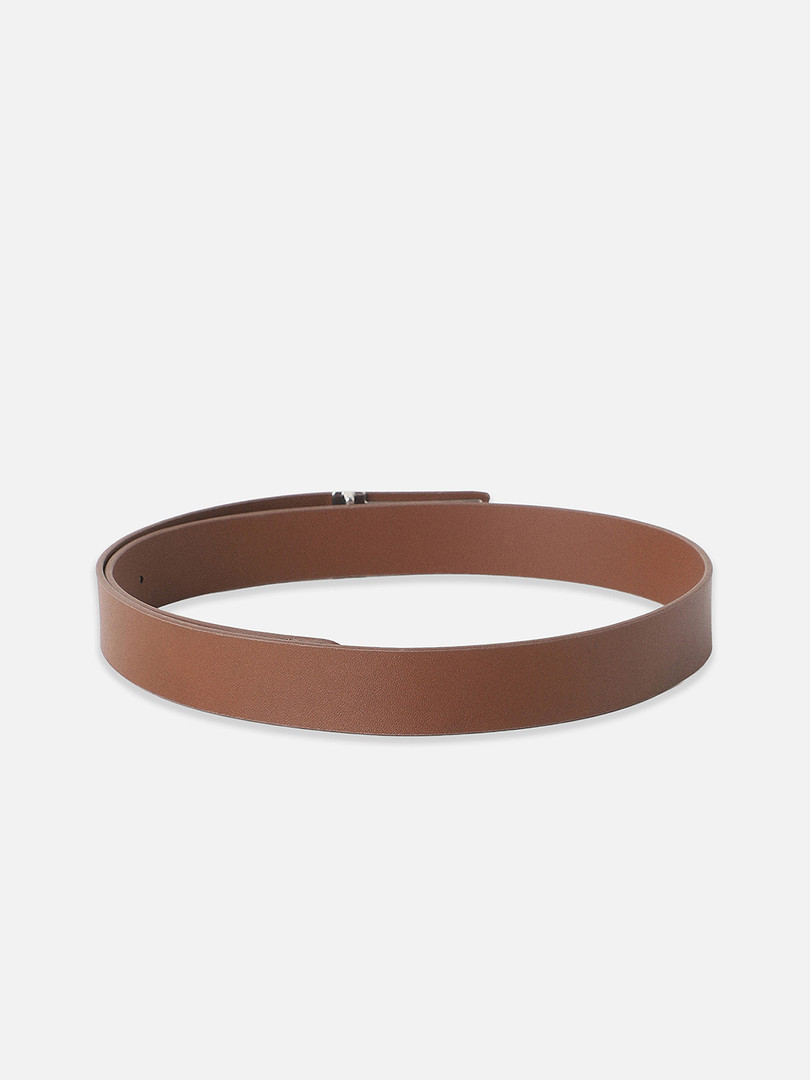 Louis Philippe Men Brown Solid Leather Belt