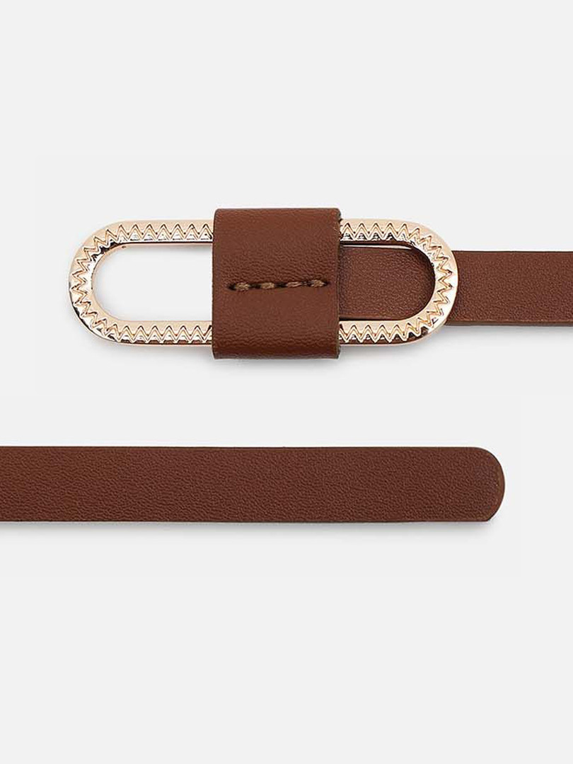 Kazo Women Solid Pu Classic Thin Belt