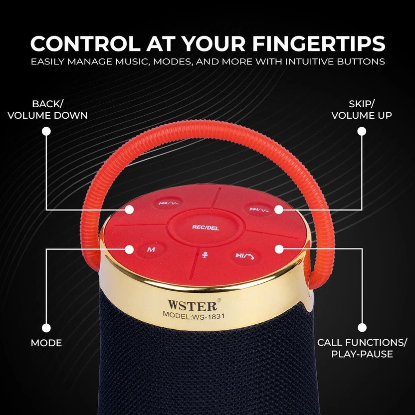 Jmax WS-1831 Wireless Speaker (1500mAh Battery) Supports FM, SD C...more