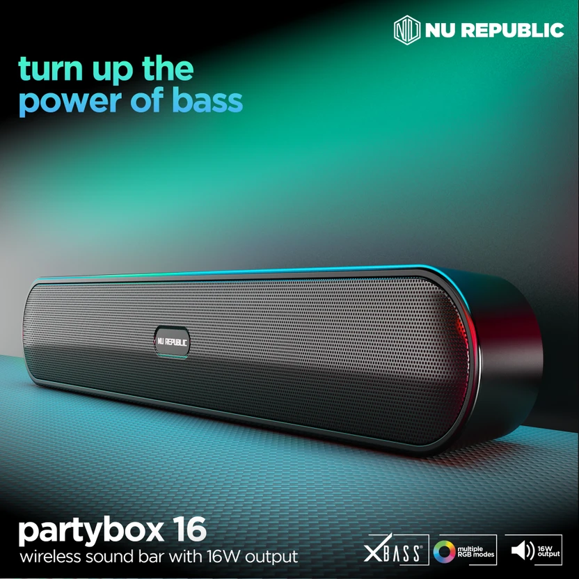 Nu Republic Party Box 16 With X-Bass®Technology, Upto 10 Hrs Play...more