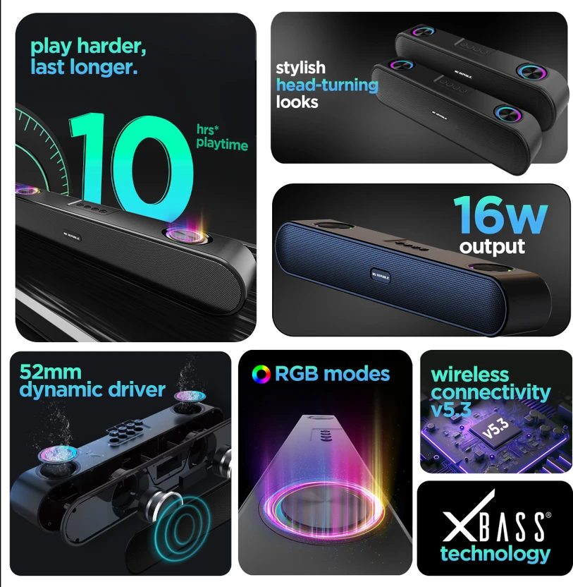 Nu Republic Party Box 16 With X-Bass®Technology, Upto 10 Hrs Play...more