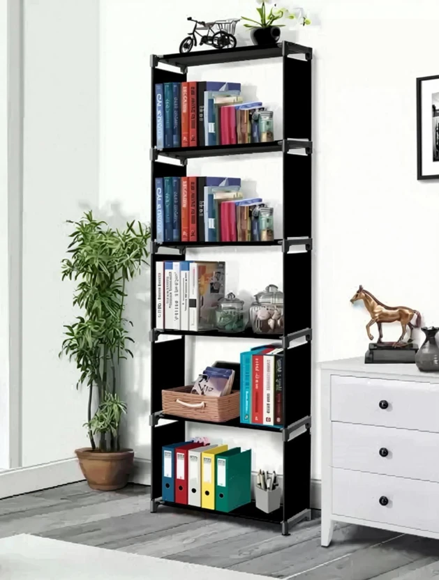 thos Plastic 6 Shelf Book Organizer Metal Open Book Shelf (Finish...more