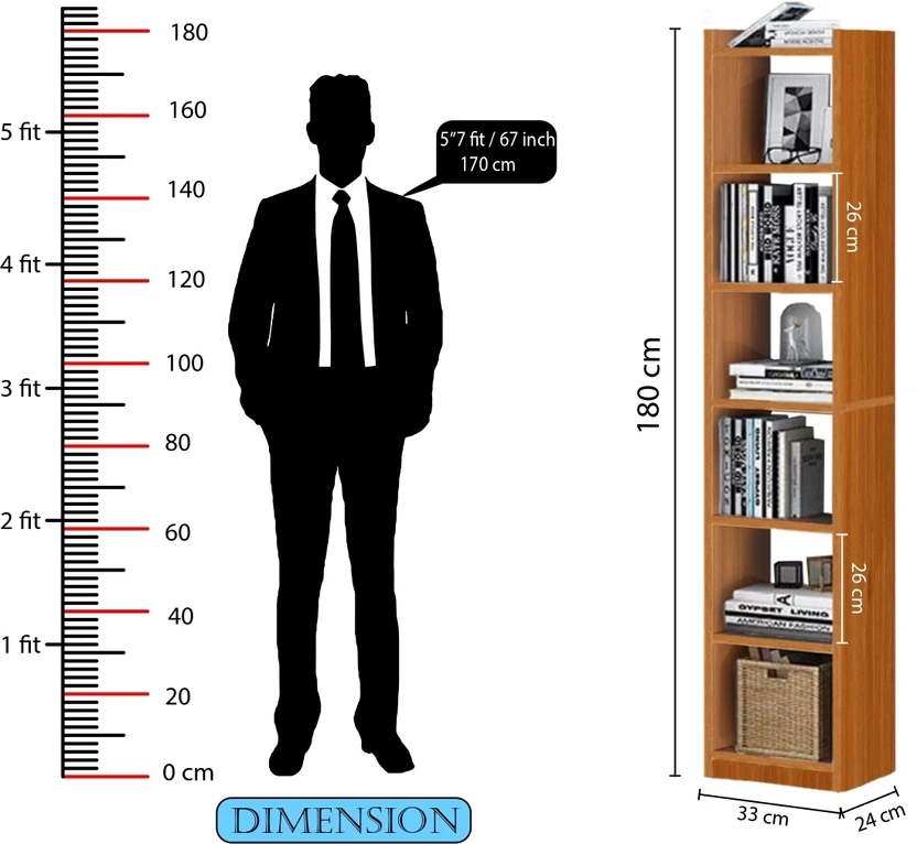 LUKZER 6 layer Book Shelf (MR-005/Oak Brown) Engineered Wood Open...more