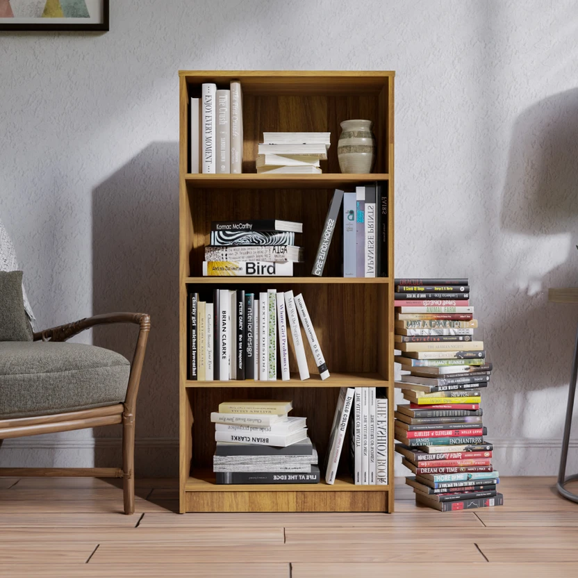 NEUDOT HUNTER Engineered Wood Open Book Shelf (Finish Color - TEA...more