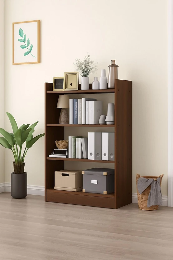 Bookshelves EW Wooden Large 4-Tier Open Bookshelf Rack Showcase Organizer for...more