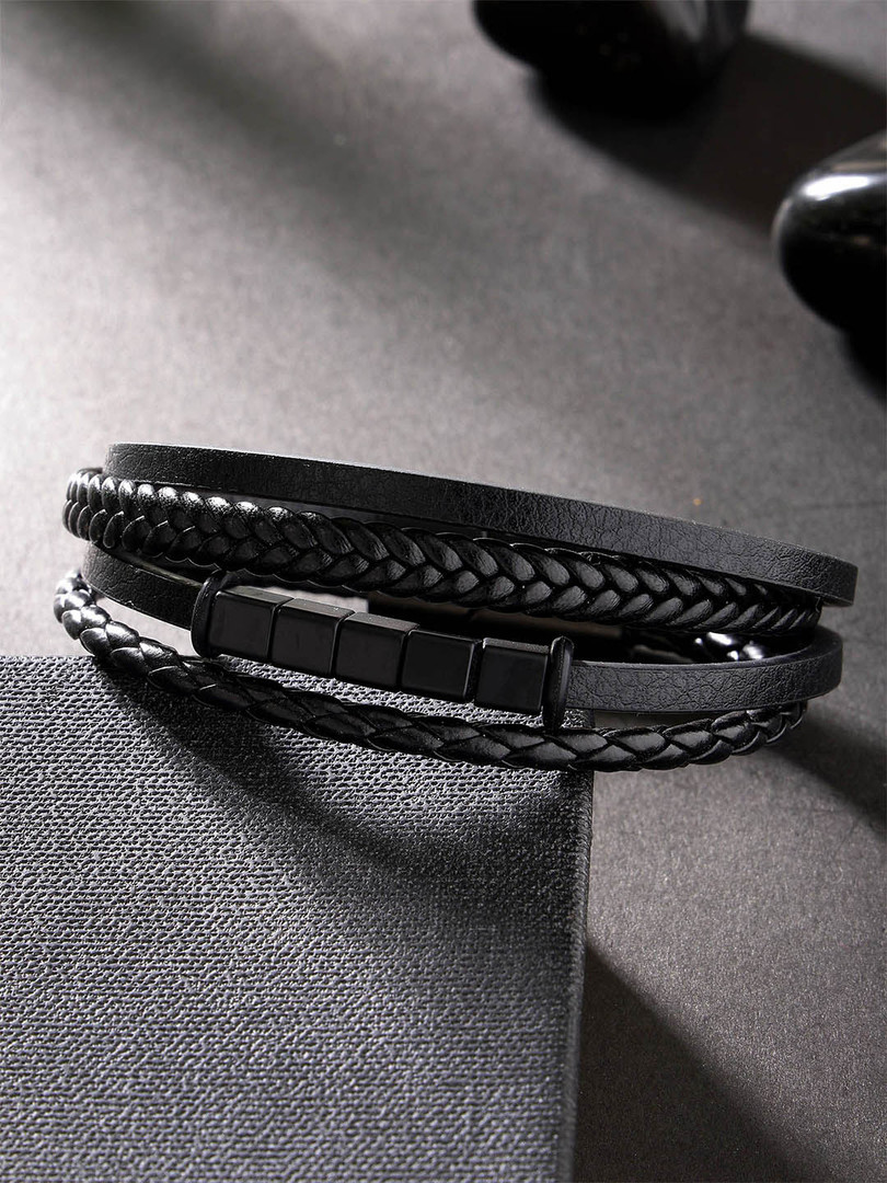 Bracelets Bohey by KARATCART Men Leather Handcrafted Multistrand Bracelet