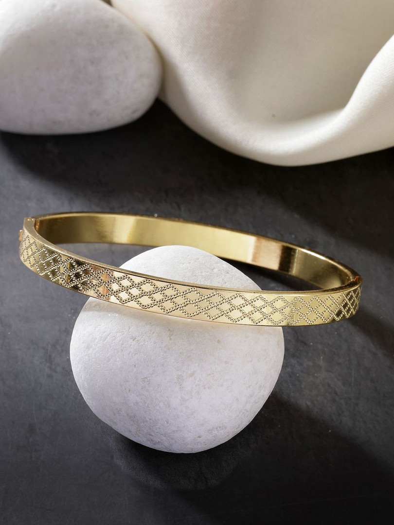 Anouk Men Stainless Steel Gold-Plated Kada Bracelet