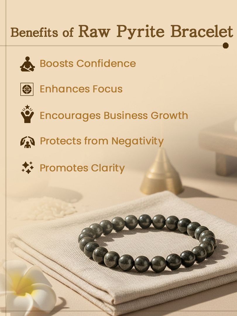 Astroyogi Unisex Raw Pyrite Stones Beaded Elasticated Bracelet