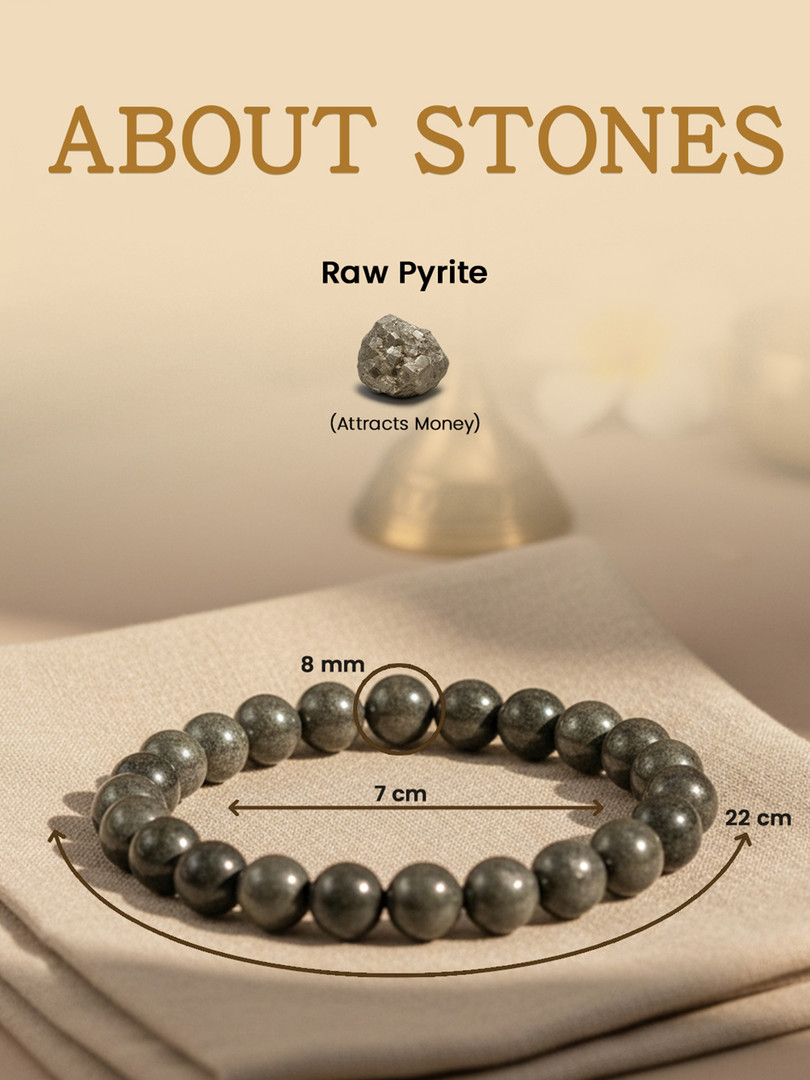 Astroyogi Unisex Raw Pyrite Stones Beaded Elasticated Bracelet