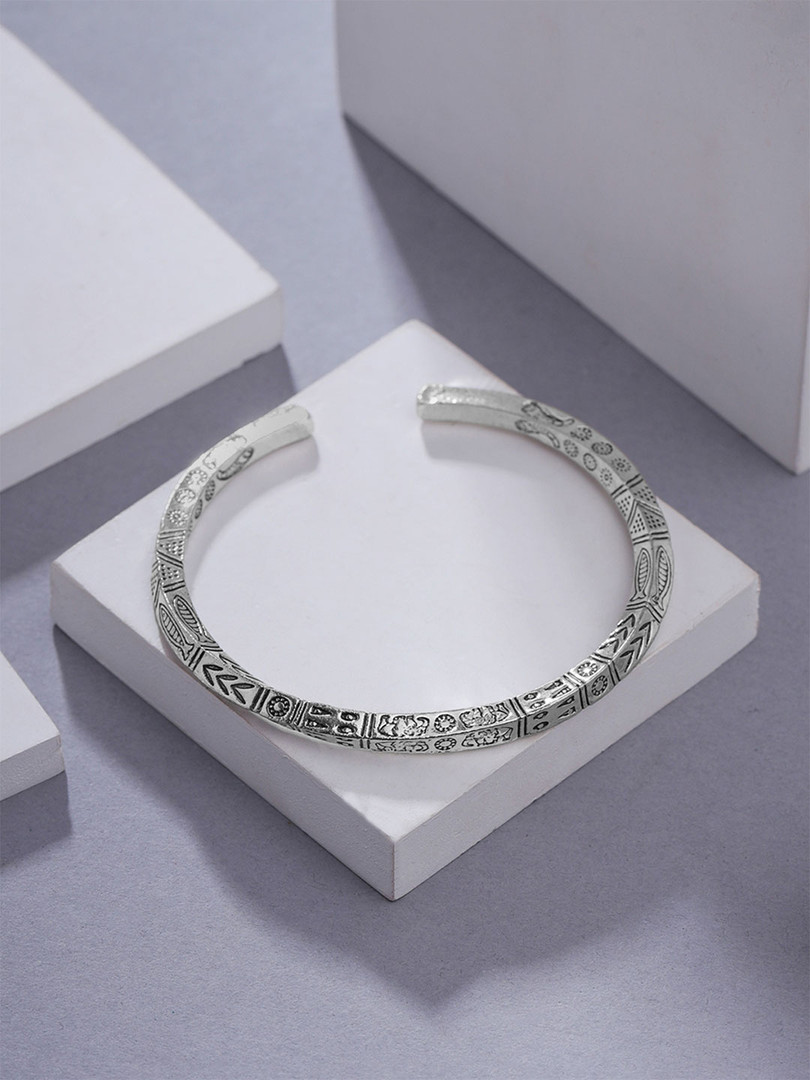 Bracelets Yellow Chimes Stainless Steel Rhodium-Plated Cuff Bracelet