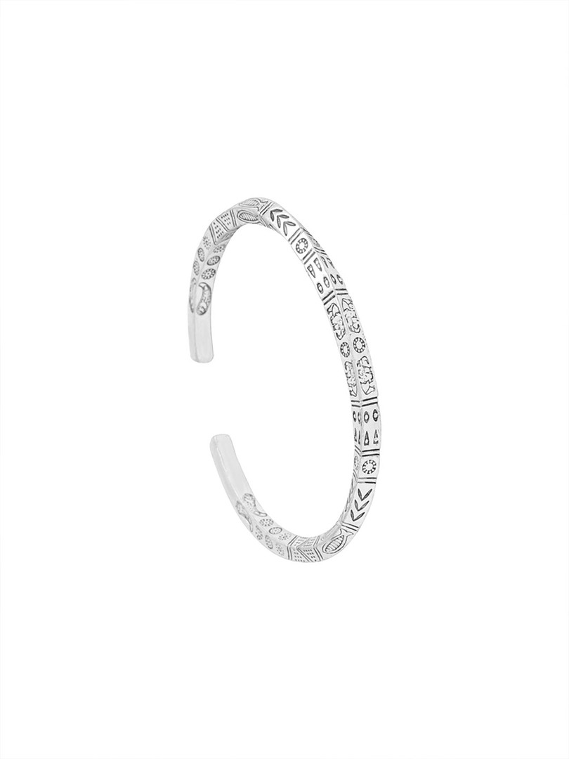 Yellow Chimes Stainless Steel Rhodium-Plated Cuff Bracelet