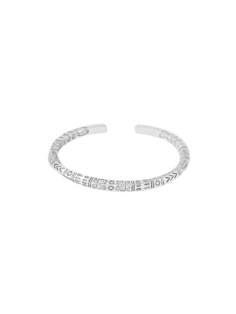 Yellow Chimes Stainless Steel Rhodium-Plated Cuff Bracelet