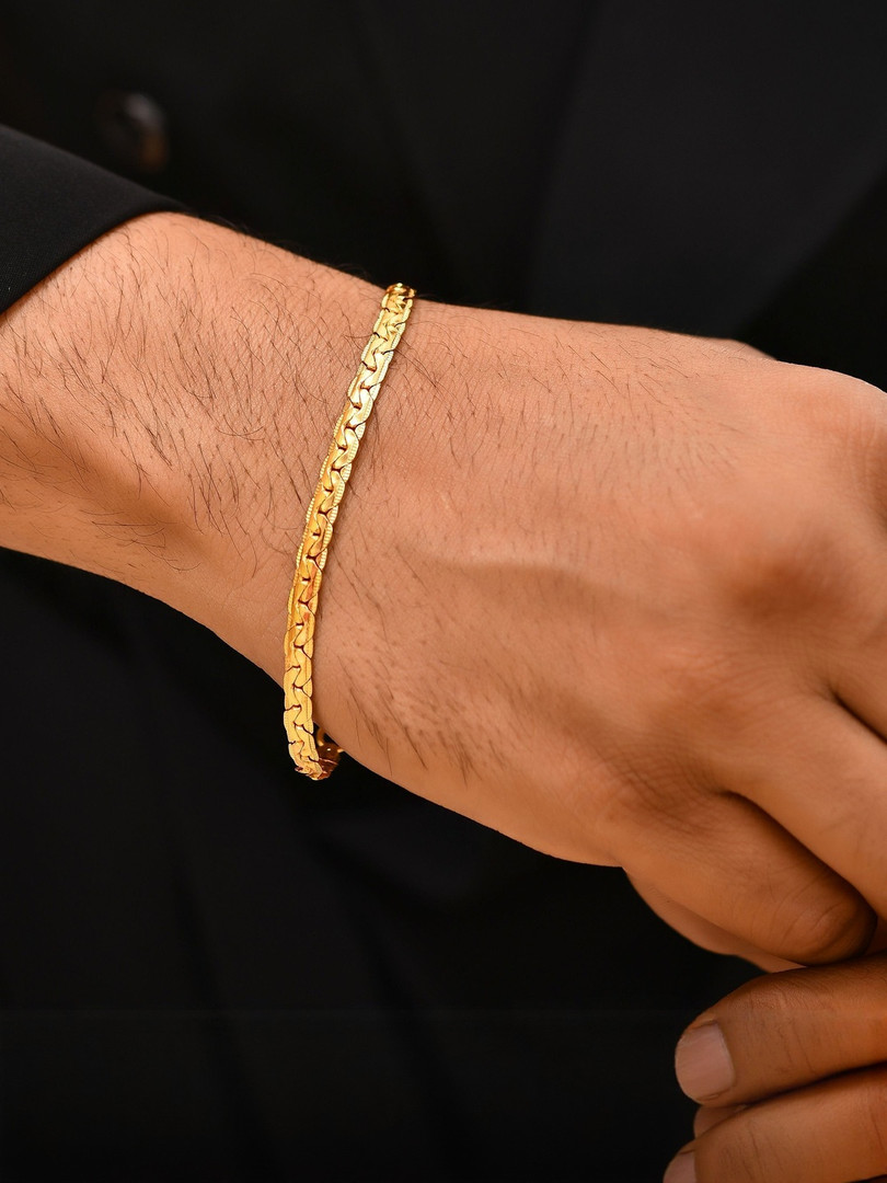 Anouk Men Handcrafted Gold-Plated Link Bracelet