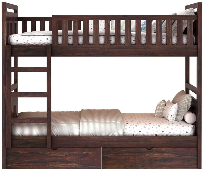 Dreamydesks Sheesham Wood Tylor Bunk Bed with 2 Drawer Storage So...more