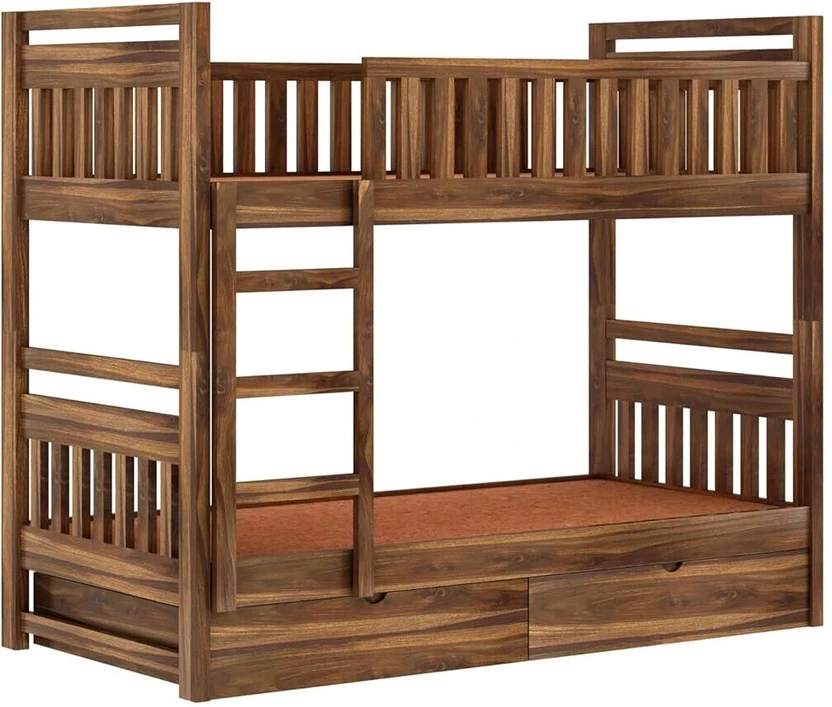 Dreamydesks Sheesham Wood Tylor Bunk Bed with 2 Drawer Storage So...more