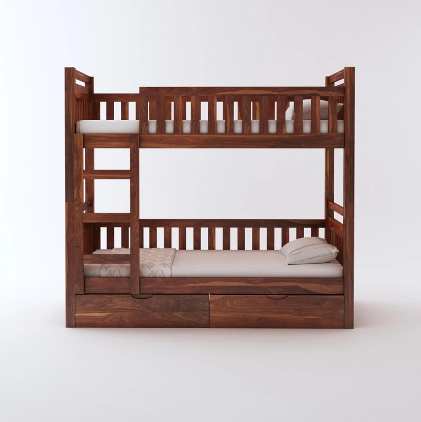 DITHA Solid Sheesham Wood Swift Bunk Bed With Drawer Storage For ...more