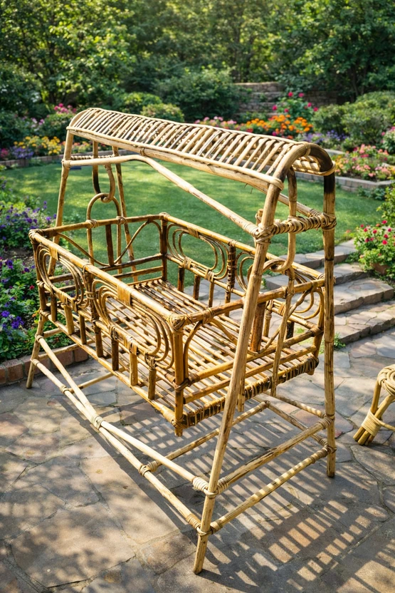 Green furniture Bamboo Single Bed, 111 cm x 76 cm (3.64 ft x 2.49...more