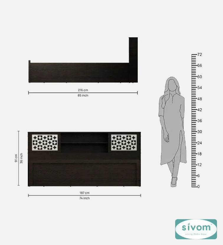 SIVOM Orient Modular Box Bed with Storage Engineered Wood King Bo...more