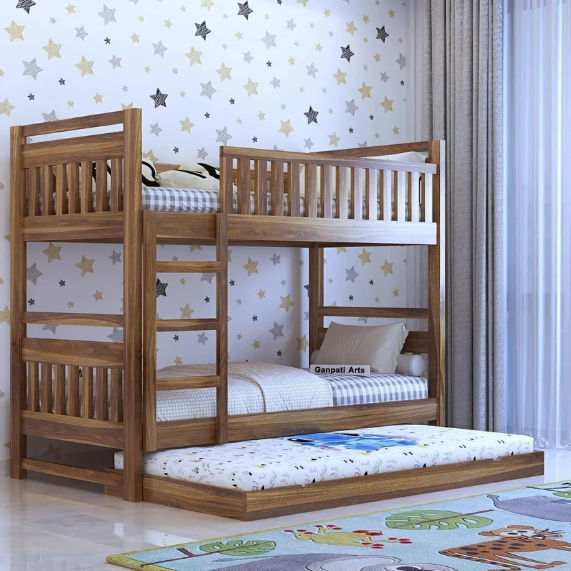 Bunk Beds Ganpati Arts Solid Sheesham Wood Swift Bunk Bed with Trundle Wood...more