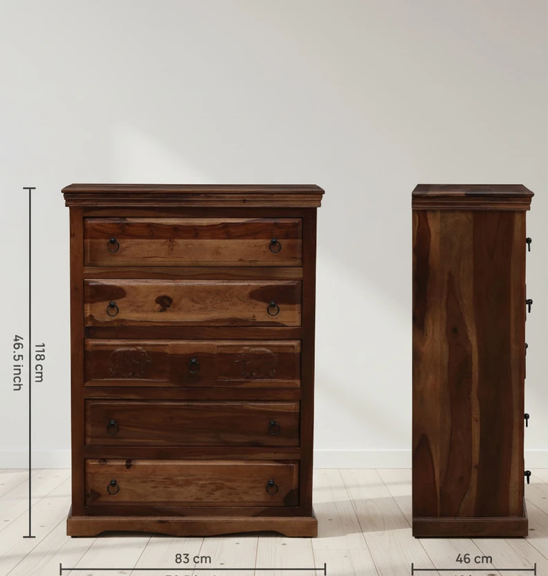 EASYWOOD 5-Drawer Chest Of Drawers Solid Wood Free Standing Chest...more