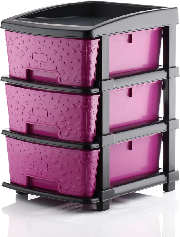 Chest of Drawers PALAK 3 Plastic Modular Transparent Drawer System for Home, Offic...more