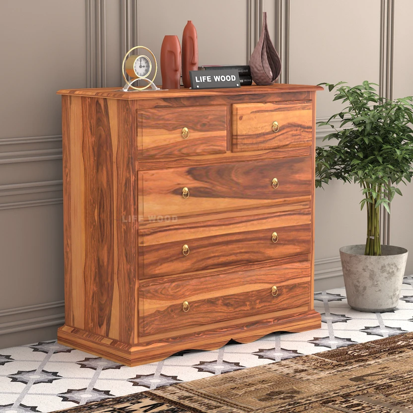 LIFEWOOD Solid Sheesham Wood Chest of 5 Drawers Solid Wood Free S...more