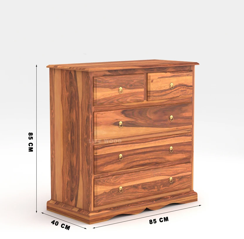 LIFEWOOD Solid Sheesham Wood Chest of 5 Drawers Solid Wood Free S...more