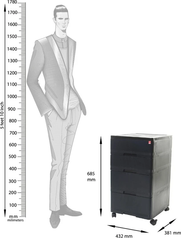 Cello Plastic Free Standing Chest of Drawers (Finish Color - Blac...more