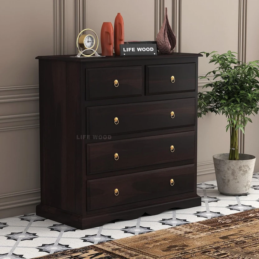 LIFEWOOD Life Wood Sheesham Wooden Chest of 5 Drawer for Living R...more