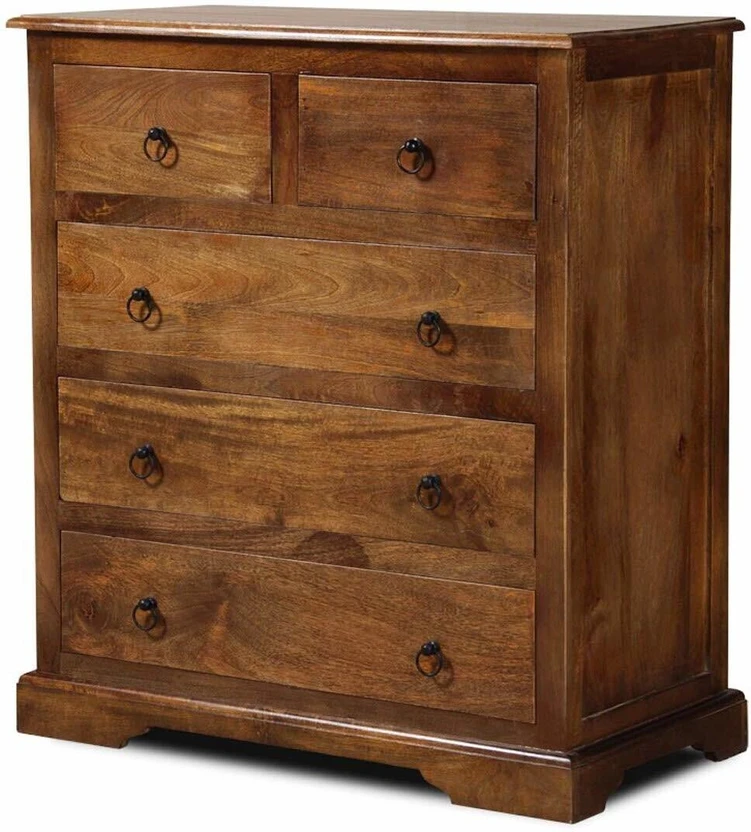 UNITEK FURNITURE Antique Sheesham Wood Standing Chest of 5 Drawer...more