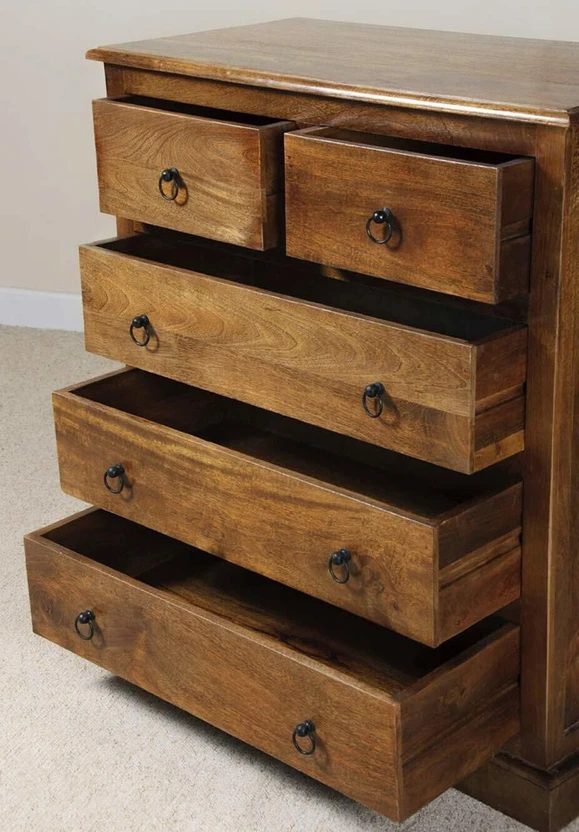 UNITEK FURNITURE Antique Sheesham Wood Standing Chest of 5 Drawer...more